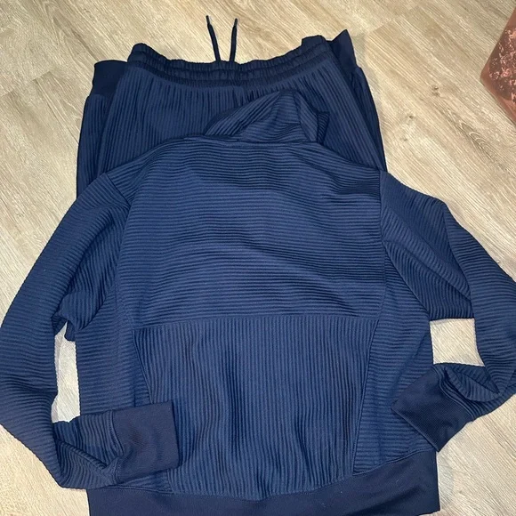 DSG Ribbed Jogger Set Navy Blue Hoodie & Pants Lounge Set Size S - Picture 5 of 5